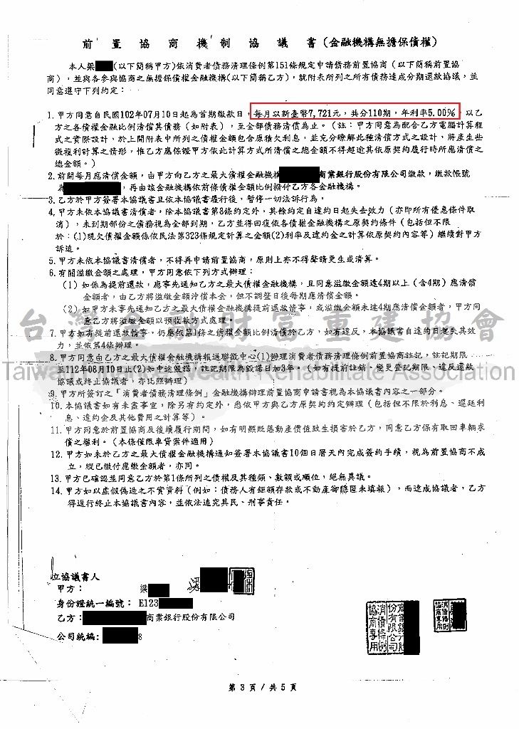 台北富邦,銀行前置協商,銀行債務協商,卡債,協商