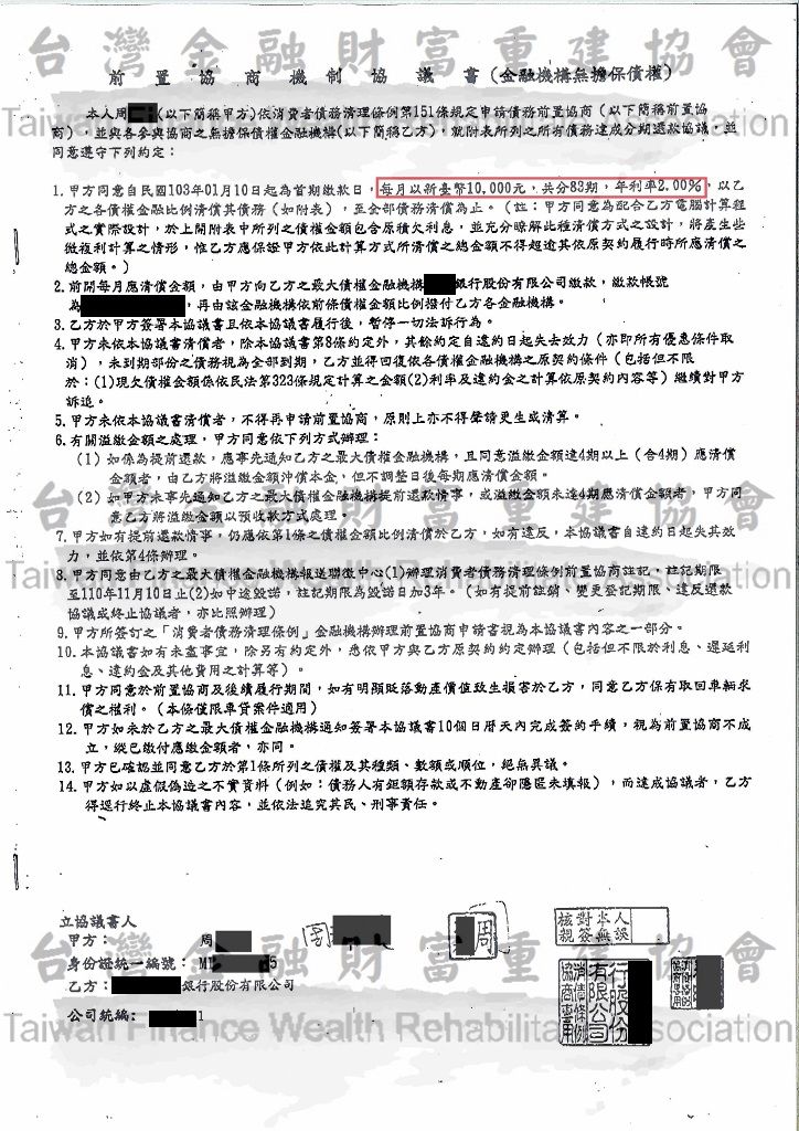 臺灣銀行,債務協商,前置協商,債務整合,學貸遲繳,拍賣不足
