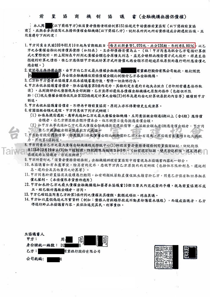 中國信託,中信,銀行,債務協商,前置協商,卡債,債務整合