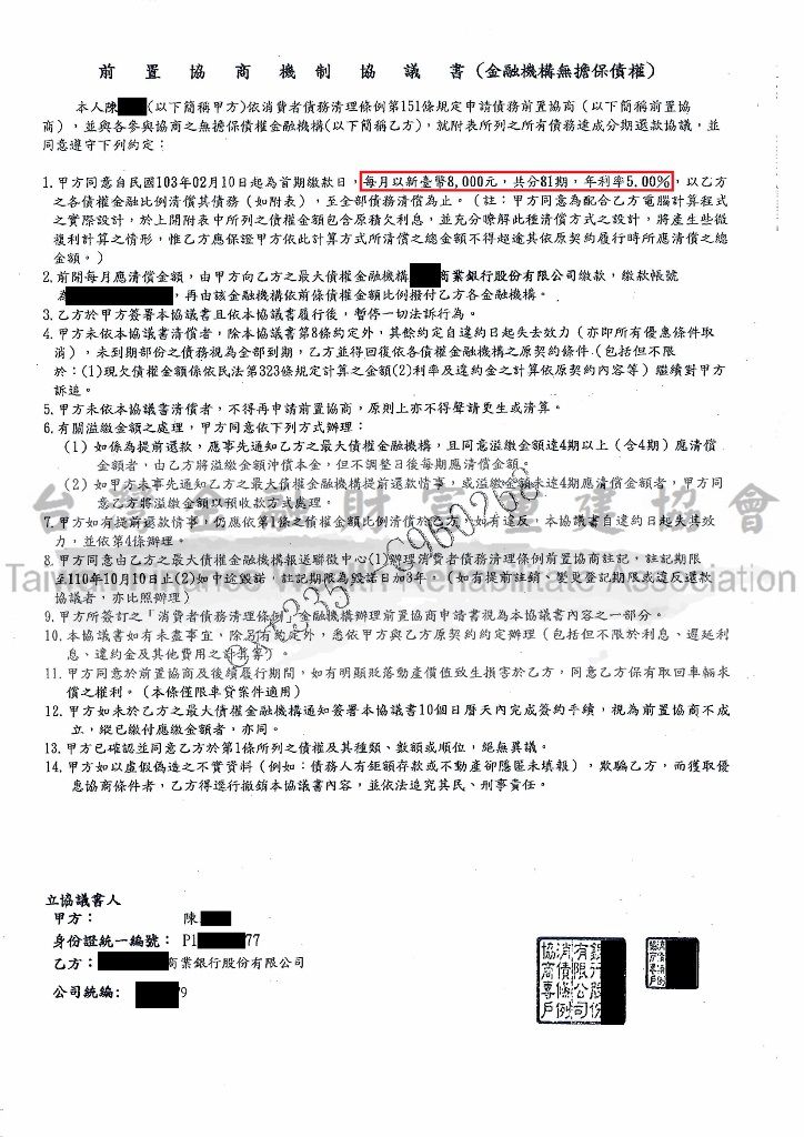 大眾,銀行,前置協商,債務協商,卡債