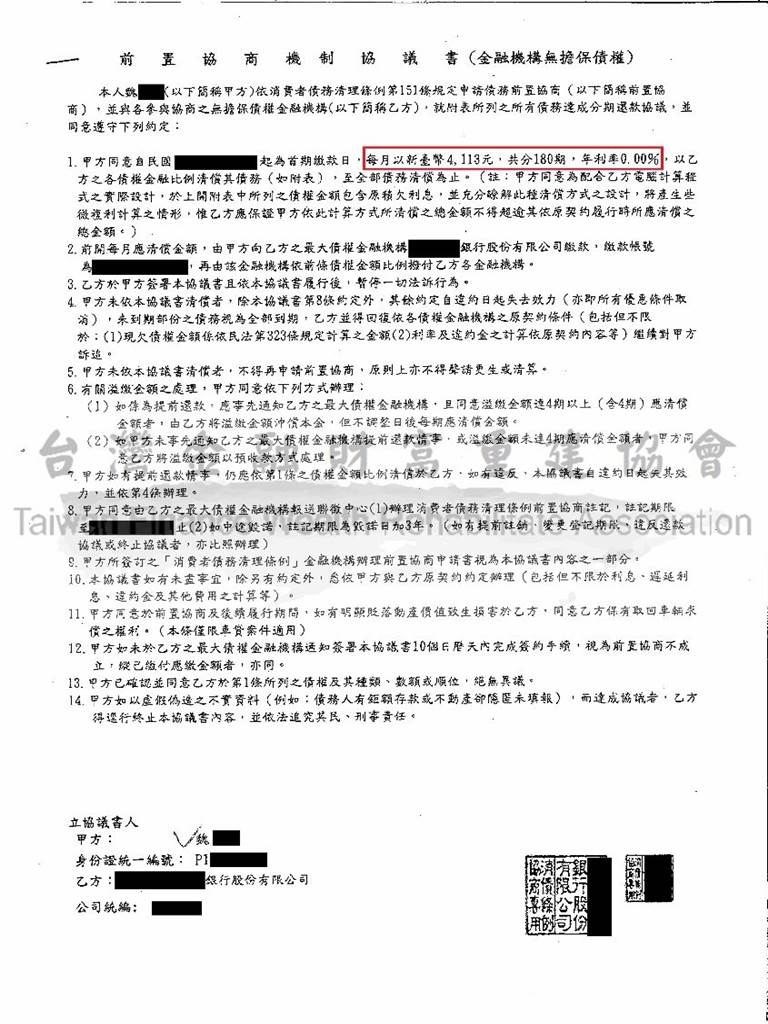 債務協商 債務整合 台灣金融財富重建協會 卡債協商 前置協商