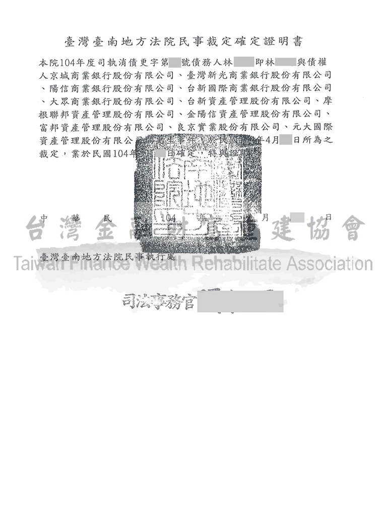台南,債務更生,百萬債務,減免,卡債