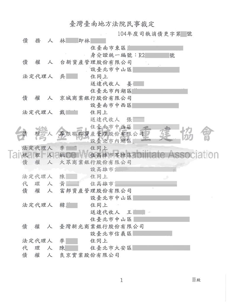 台南,債務更生,百萬債務,減免,卡債