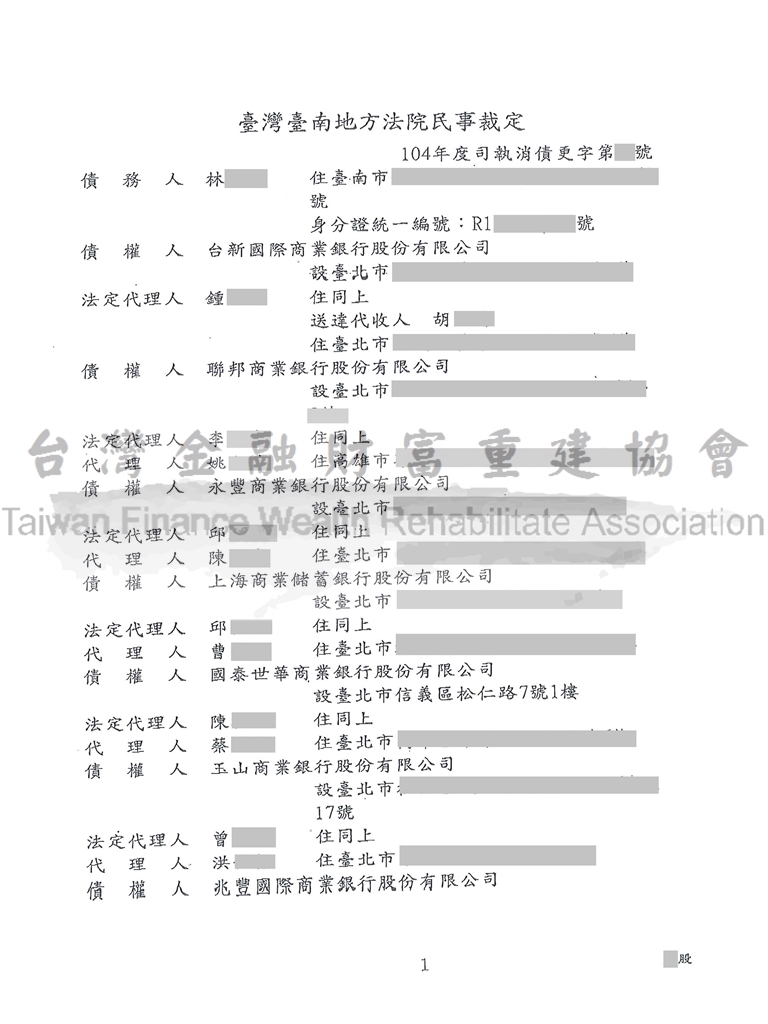 台南,債務更生,協商毀諾,協商不成立