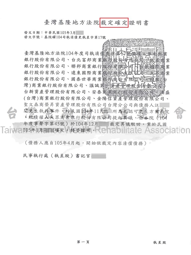 債務清理條例,更生程序,債務打折,債務更生,基隆