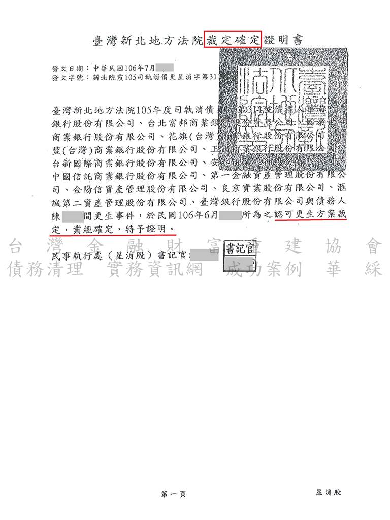 卡債,更生,新北,地院,債務,打折,分期