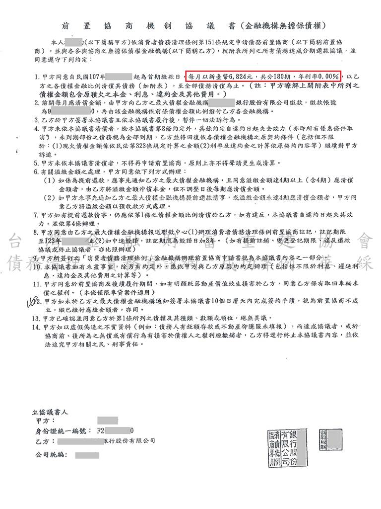 安泰,銀行,債務協商,前置協商,債務整合
